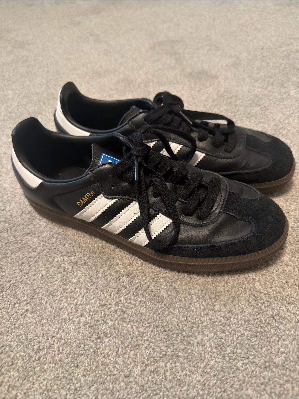 adidas Samba Black with White Stripes Sneakers Mens 8.5